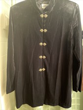 Jbs Ltd. Vintage Jacket Black Stretch Polyester Velvet Size 12 Long Sleeve.