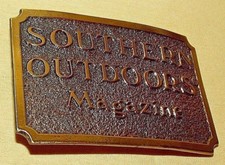 SOUTHERN OUTDOORS MAGAZINE BELT BUCKLE VINTAGE BRASS S O LIMITED EDITION 1982.