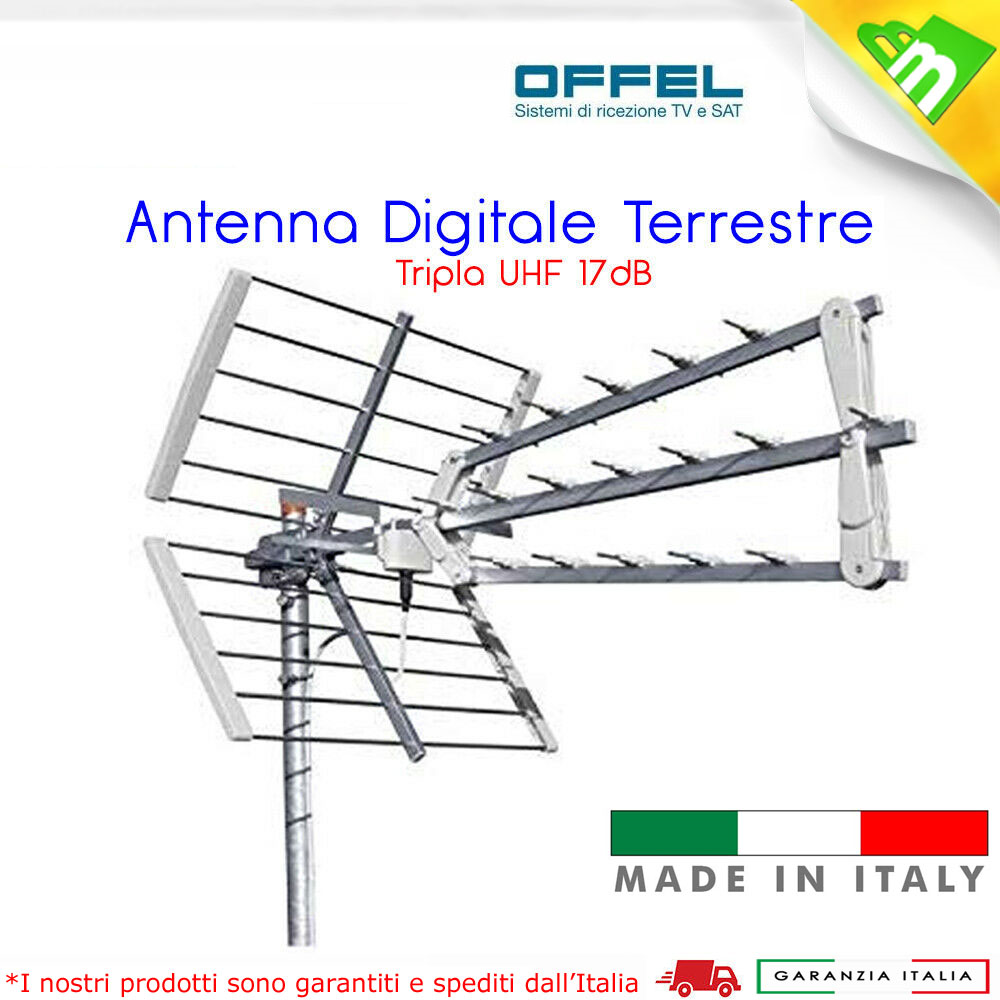 ANTENNA DIGITALE TERRESTRE LTE TRIO 3D OFFEL TRIPLA UHF 17dB 21-505B