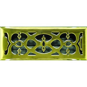 Polished Brass Victorian Floor Vent Cover Ducted Heating 100x300mm