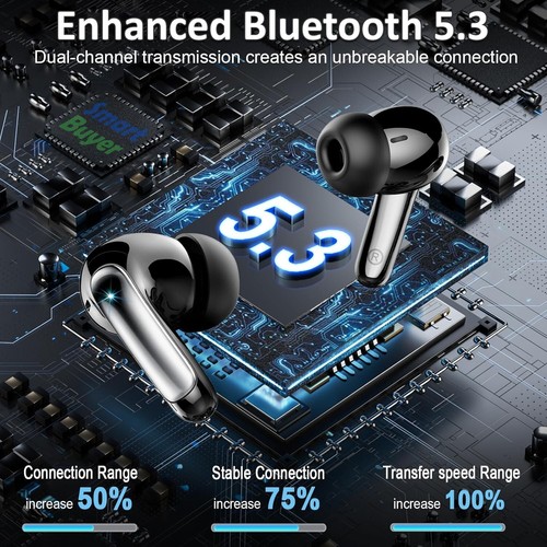 Bluetooth 5.3 Wireless Earbuds Earphones In-Ear pods 4 ENC Noise Cancelling Mic - Picture 3 of 6