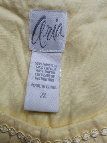 Aria Womens Shirt Top Blouse Size 2X Yellow - Picture 6 of 12