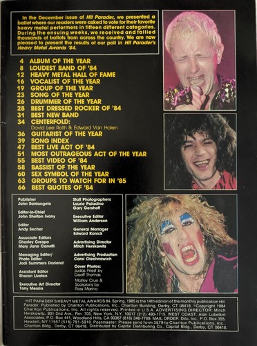 Hit Parader Spring 1985 Heavy Metal Awards 84 Motley Crue, Van Halen, Ratt, KISS - Picture 2 of 21