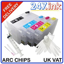 27XL Refillable ARC Cartridges For Epson WF3620 WF3640 WF7110 (LOT) non-oem