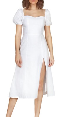 Reformation Denver Women's Short Sleeve Linen Midi Dress in White Size 10 |  eBay