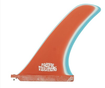 Longboard Surfboard Fin 10.25  Pacific Vibrations Red White Blue 3 Color New