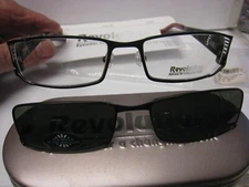 NEW Revolution Eyeglass Frame W/ Magnet sun shade  REV716  VABN 52-18-140 w/case