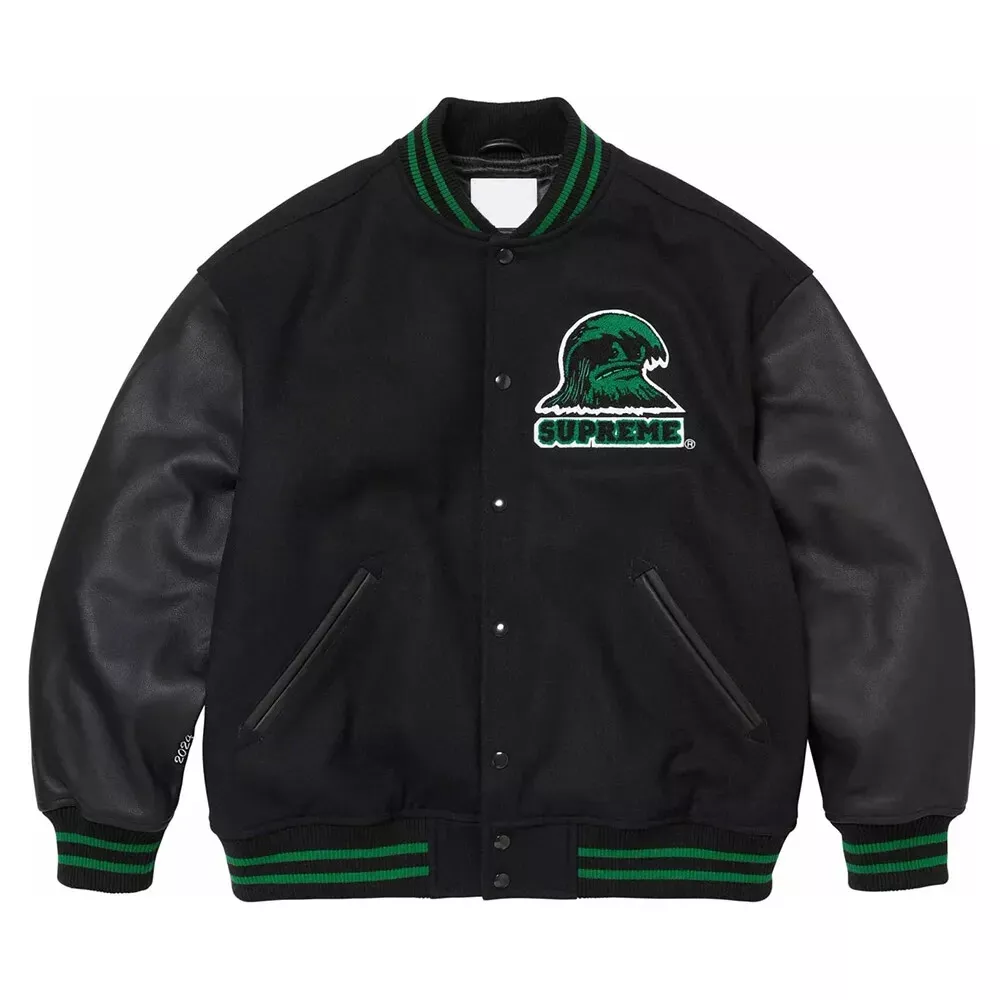 Veste universitaire Letterman Wave Supreme tout noir