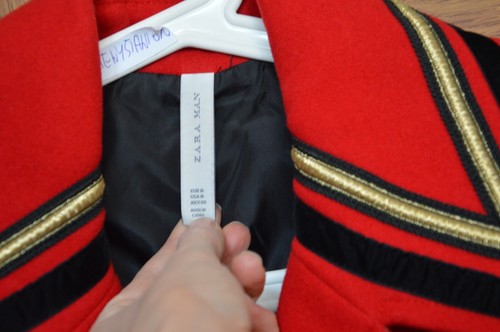 ZARA MEN Rare Sold Out Bloggers Red Military Double Coat 9621/304 MEDIUM M - Picture 16 of 22