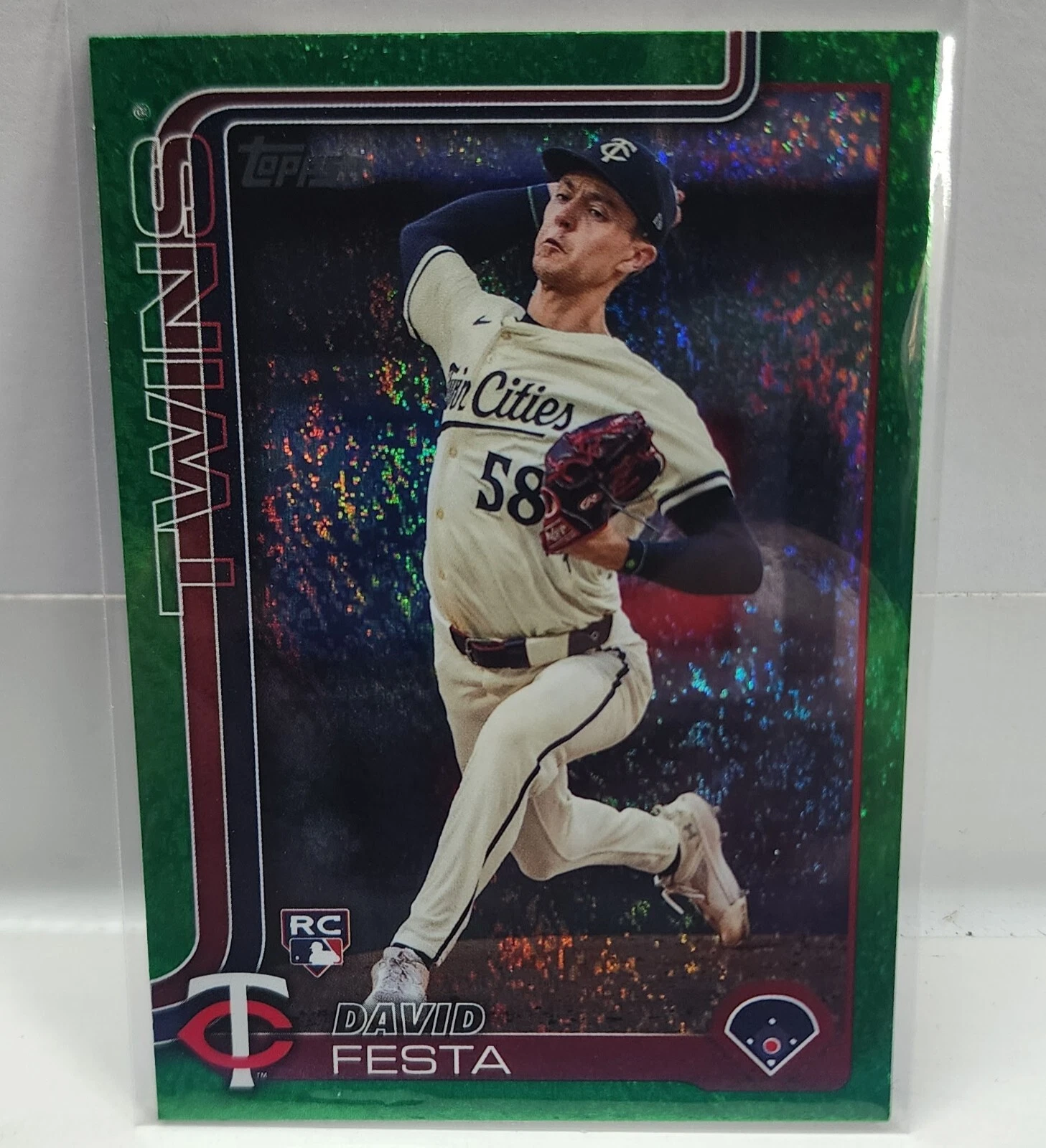 2025 Topps David Festa Green Holo Foil RC 11/99 #178 Minnesota Twins