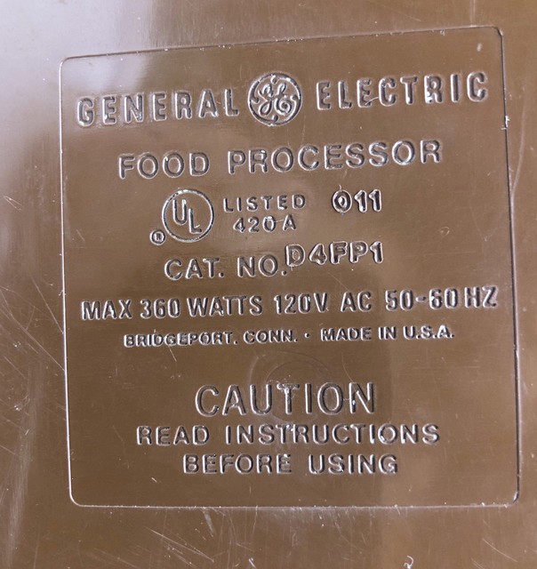 General Electric Food Processor GE D4FP1 Top Lid Replacement Part for