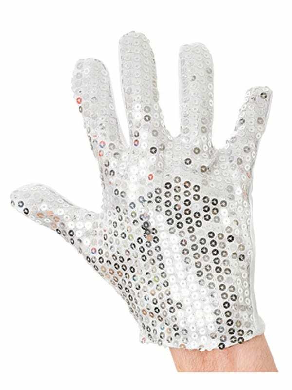 Adults Fancy Party Accessory Michael Jackson Style Men's Sequin Gloves Silver UK