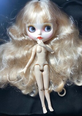 Blythe Doll Matte Face Joint Body Soft Blonde Hair Eyebrows DIY Toys Eye 4 Color