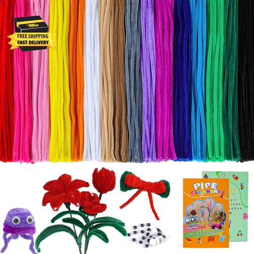 400PCS Pipe Cleaners Craft, 16 Colors Chenille Stems Creative Pipe Cleaners for
