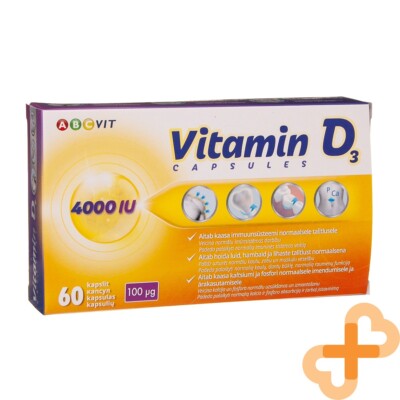 ABC VIT Vitamin D3 100µg 4000IU 60 Kapseln Für Muskeln Gelenke Knochen Zähne