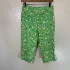 Lilly Pulitzer Green Sea Creature Ankle Pants Cotton Size 2