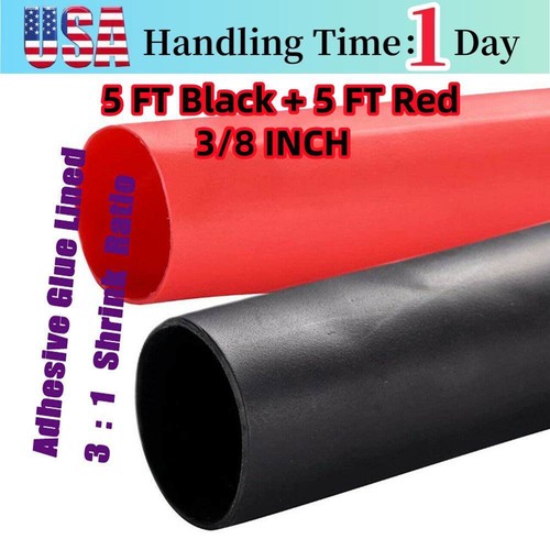 3/8" Dia 3:1 Heat Shrink Tube Adhesive Lined Wire Insulation (black+red)2×5 Feet - Bild 1 von 14