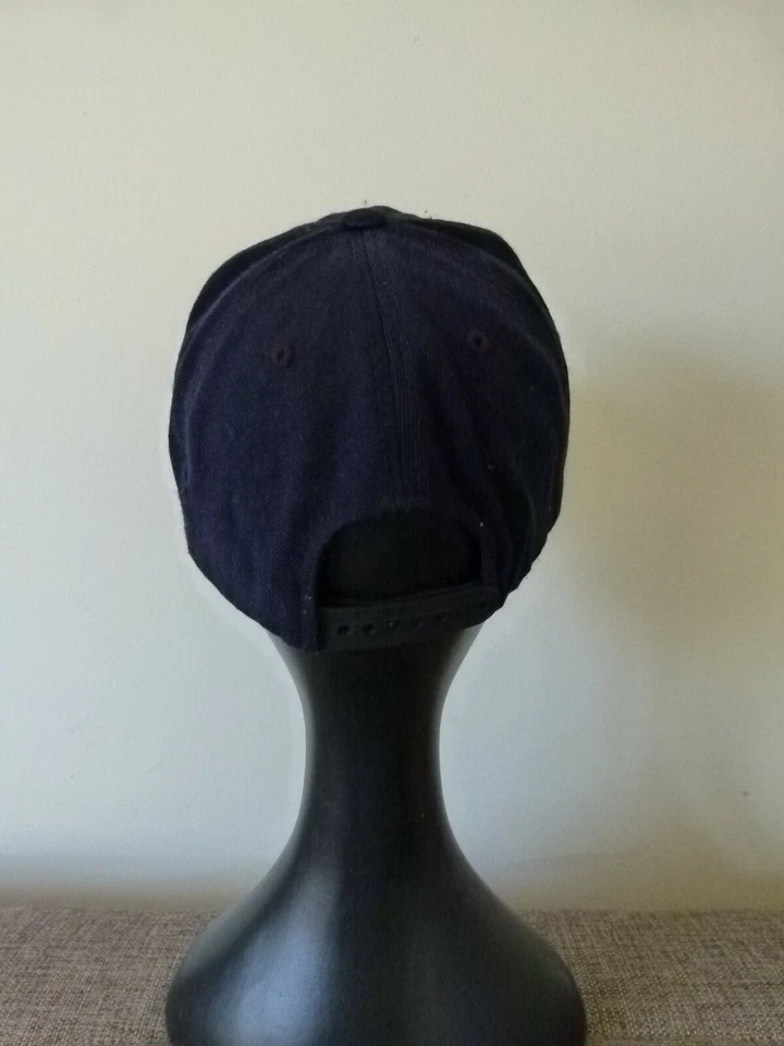 Tapas Unisex Azul Marino Blanco Estampado “Phil” Mezcla de Lana Snapback Talla Única Gorra de Béisbol Foto 3 de 4