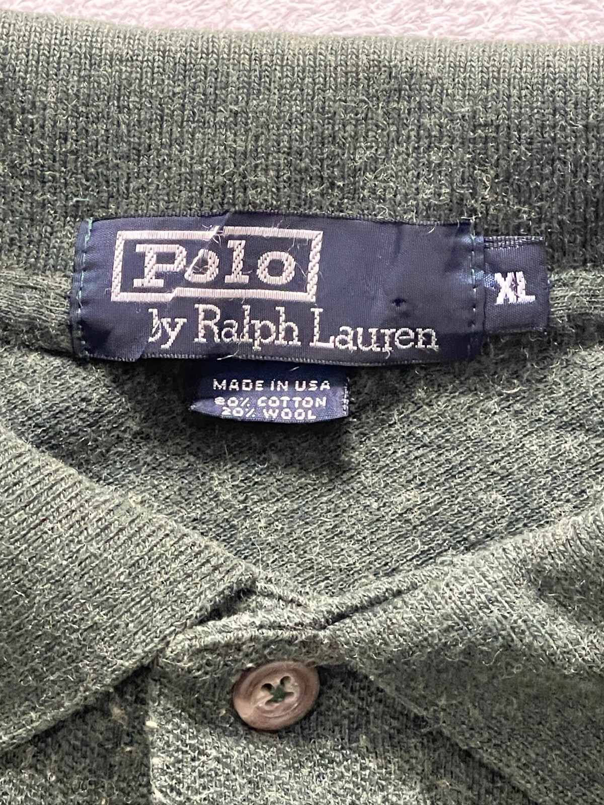 Polo Ralph Lauren camicia uomo taglia Xl verde pony slim manica lunga cotone testurizzato