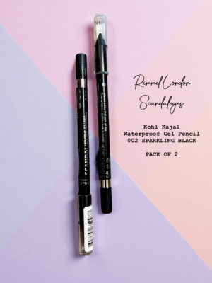 PACK OF 2 RIMMEL LONDON Scandaleyes Gel Pencil Eyeliner 002 SPARKLING BLACK NEW