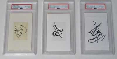 LED ZEPPELIN Signed Autograph Auto 3x5 Index Card Set x3 Slab Jimmy Page PSA JSA