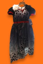 Disguise Disney Cruella De Vil Girl's Faux Fur Collar Dress Costume M 8-10