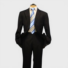 Hickey Freeman Loro Piana 2 Piece Suit 44L Black Tonal Super 150s Tasmanian Wool