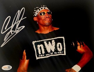 Dennis Rodman Signed METALLIC Photo 8x10 NWO Bulls Worm Autograph HOF JSA HOGAN