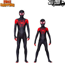 Into the SpiderVerse Miles Morales Spiderman Jumpsuit Kids/Adult Costume Cosplay