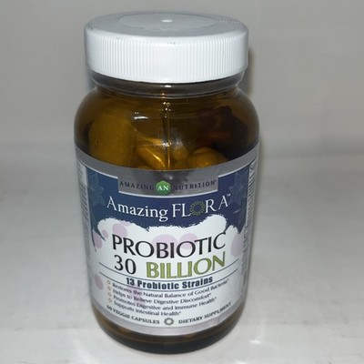 Amazing Flora Probiotic 13 Strains 60ct Veg Promotes Digestive Health Exp03/2027