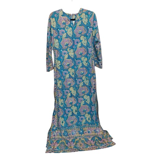 Vtg Lord & Taylor Caftan Womens Small Kaftan House Dress Mrs Roper 70s Resort