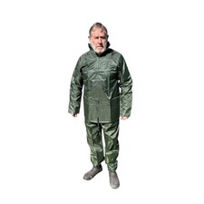 rainsuit waterproof overalls trouser jacket set army green new in zip bag XL