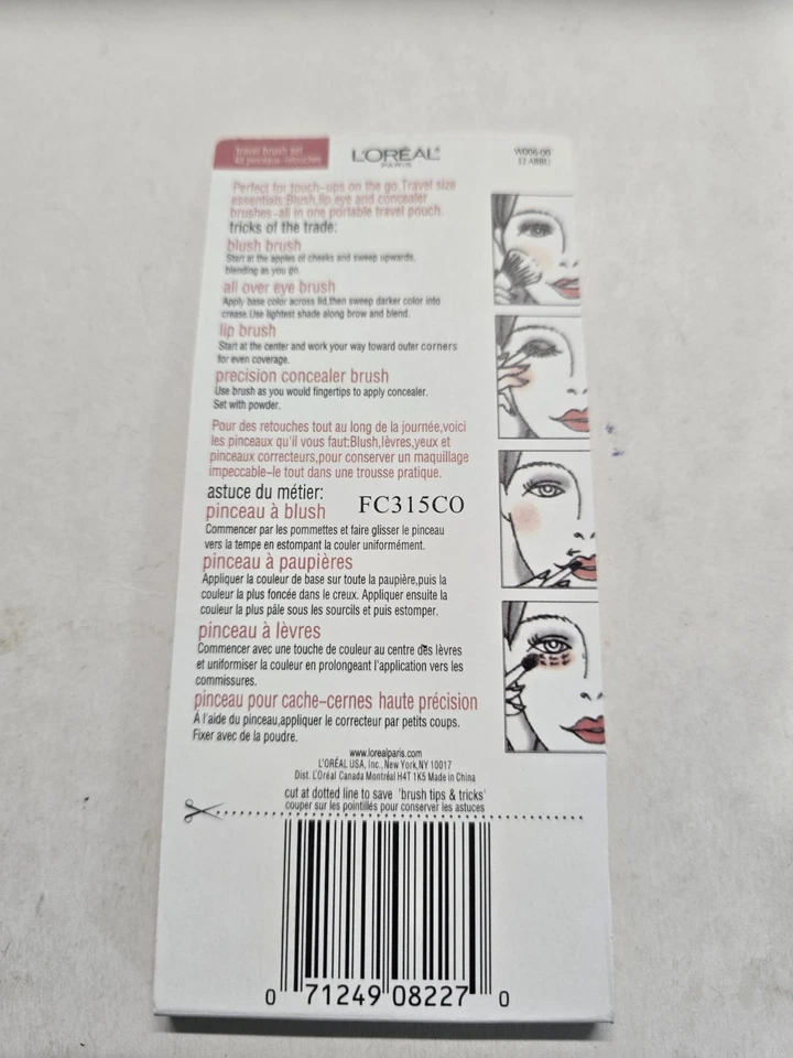 Lote De 6x4 L'oreal Maquillaje Artista Pinceles De Viaje Juego De 4 Piezas Nuevo En Paquete Foto 3 de 4