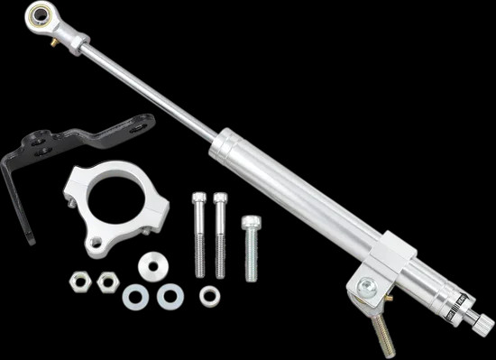 DS Satin Chrome Steering Damper Kit Harley Sportster 1200 Custom