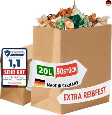 Cartevo Premium Biomüllbeutel 20L - 50 Stück Bio müllbeutel Extra reißfest &am