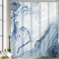 Shower Curtain Marble Modern Abstract Art 72"W x 72"L Pack of 1 Blue