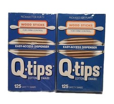 LOT OF 2 Vintage Q-TIPS WOOD STICKS 125 COTTON SWABS Each SEALED Q-Tips