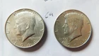 KENNEDY HALF DOLLARS 90% SILVER   TWO 1964-P  COINS