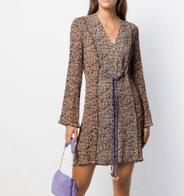 NANUSHKA SUKI ANIMAL PATCHWORK MINI DRESS Sz Medium