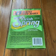 Lot of 8 Vintage IRISH SPRING Deodorant Bath Size Soap 5 oz Bar NO FLAXSEED