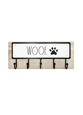 Rae Dunn Dog Leash Holder Wall Mount – Light Wood, Paw Print, Pet Organizer