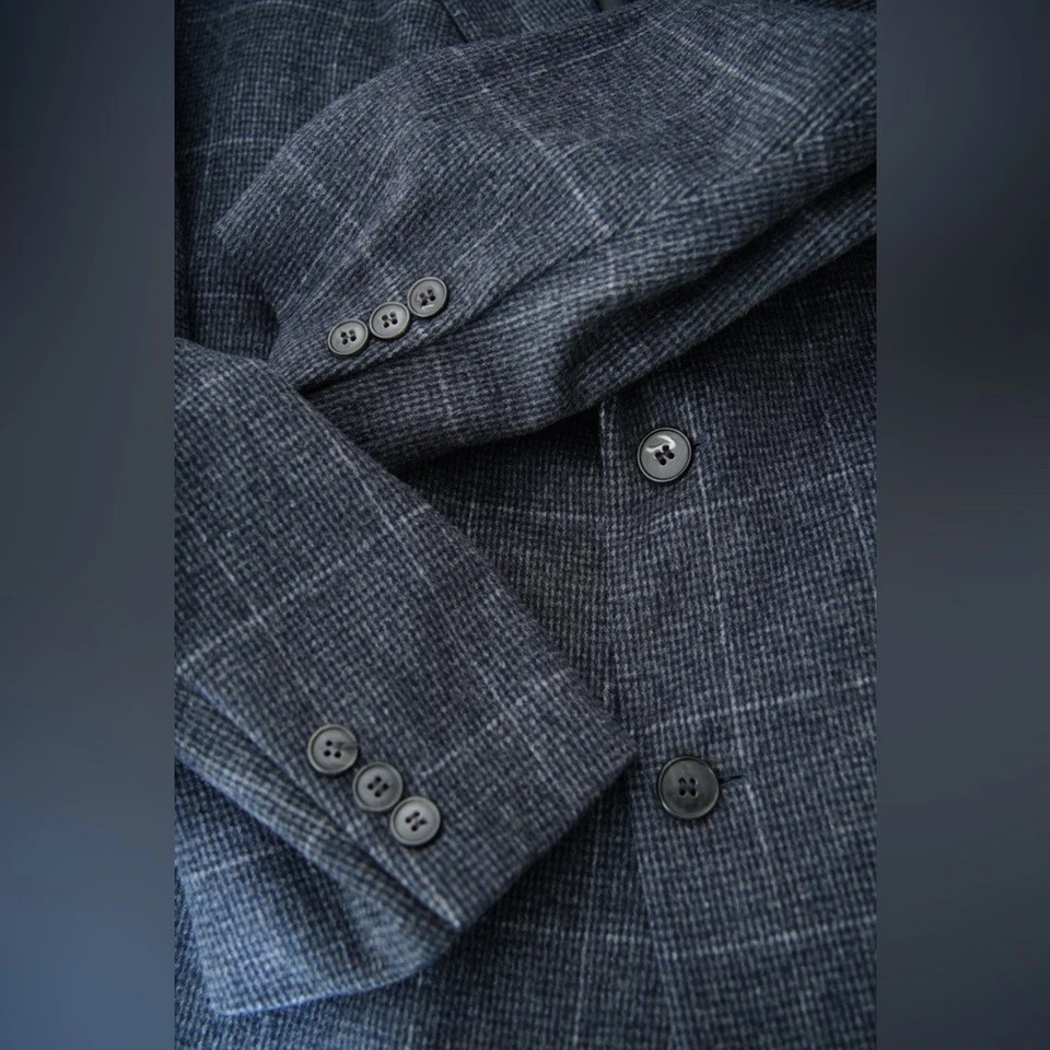 Blazer vintage pelo camel azul marino ventana - Mark Alexander 44R Foto 3 de 4