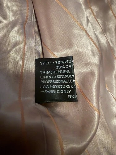 Andre Lanzino Hand Tailored Wool Cashmere Blend Coat Leather Trim 44R image 5