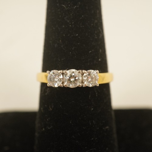 Two Tone 18k Yellow Gold & Diamond Trio Engagement Ring London ca 2003