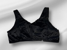 Exquisite Form Black Shiny Satin Stretch Nylon Bra Womens Plus 44D