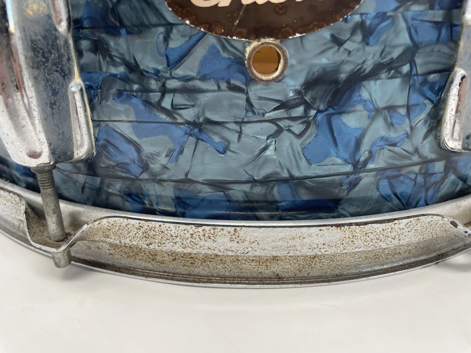 Caja de tambor vintage Gusto 14x5 azul perla envolvente años 60 estilo MIJ Foto 3 de 4