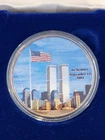 2001 American Silver Eagle Double Sided Colorized Coin 9/11 Theme, plus Case