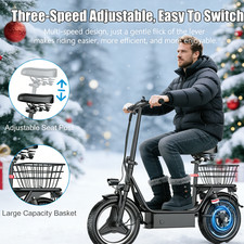 Electric Scooter with Seat 30MPH  45 Miles Range14" Adults Foldable Commuter US