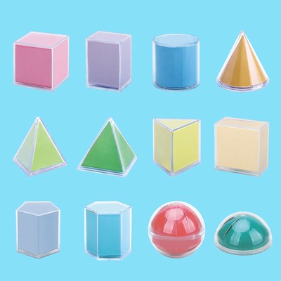 12x Geometrische Formen 3D Geometrische Volumenkörper für Grundschulbedarf