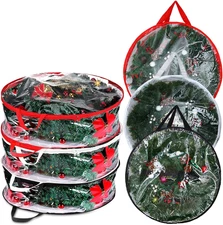 6 Pcs Clear Christmas Wreath Storage Bag Wreath Storage Container with Fixing St